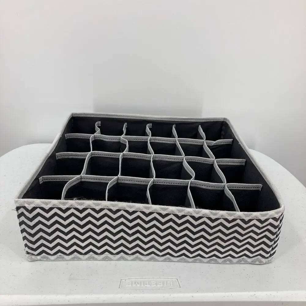 Joyoldelf Gray White Chevron Drawer Divider Collapsible Closet Cabinet Organizer